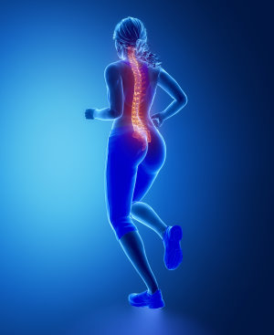 Running womna spine problem concept